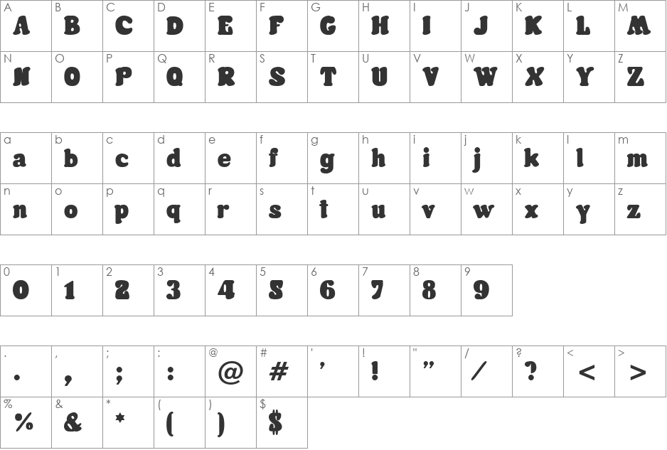 Futura Rounded font character map preview