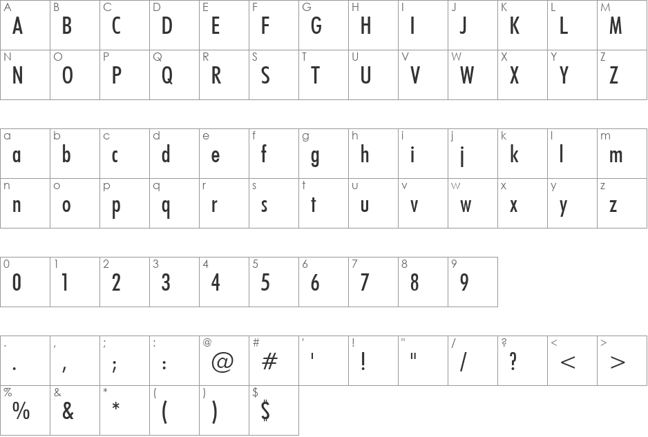 FuturaBlack Win95BT font character map preview
