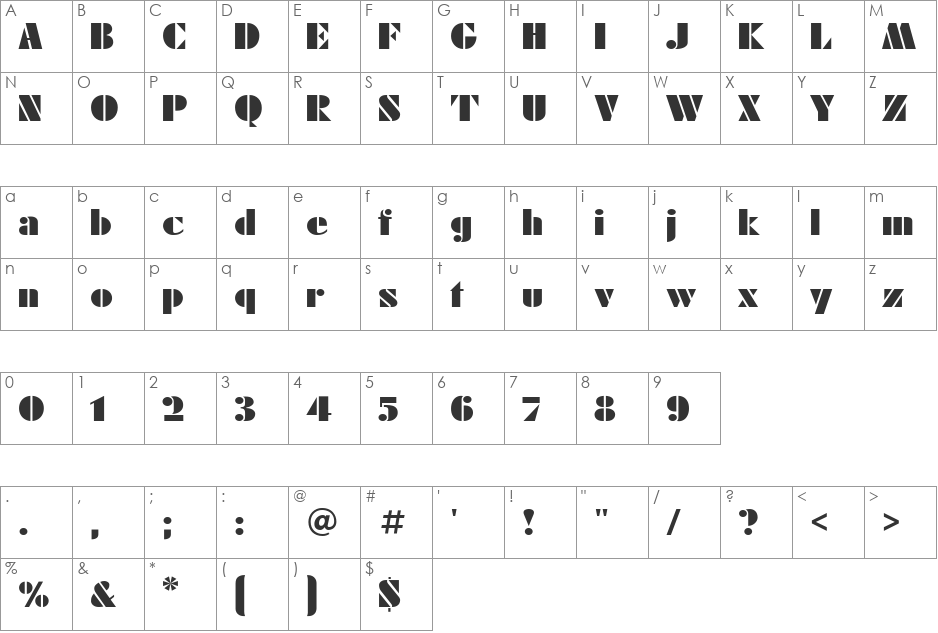 FuturaEugenia font character map preview