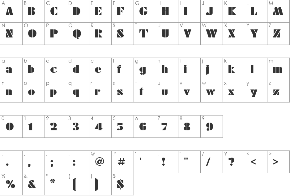 FuturaEugeniaCTT font character map preview