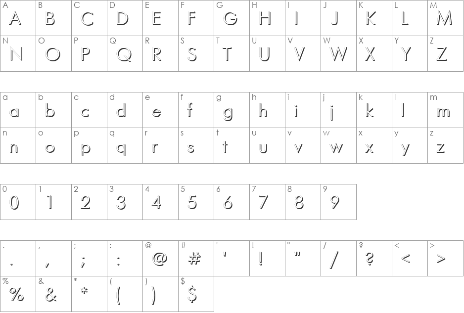 FuturaFuturisVolumeC font character map preview