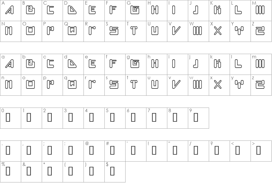 FUTURE font character map preview