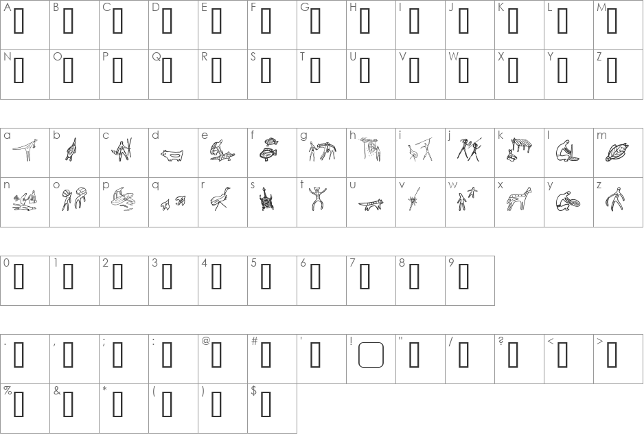 Aboriginebats One font character map preview