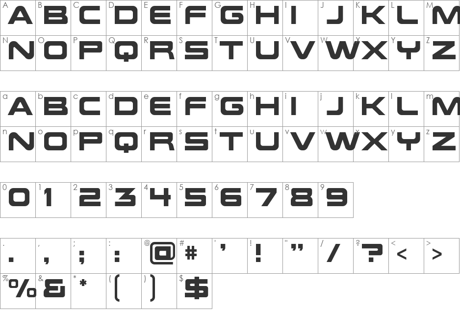 Future Earth font character map preview
