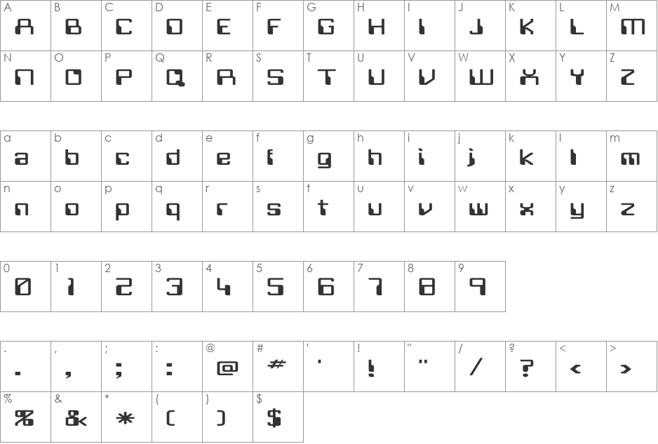 Future Ex font character map preview