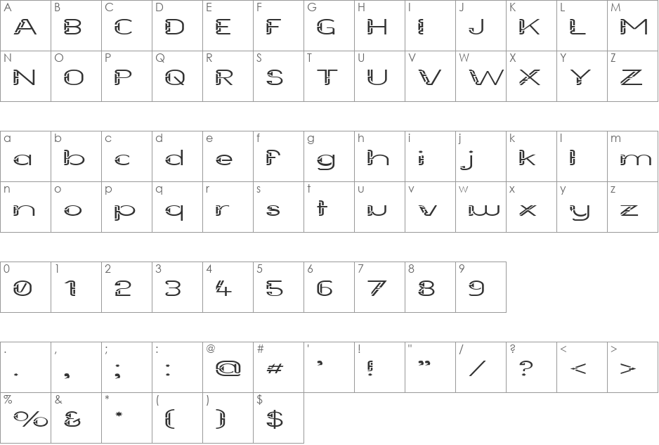 Future Sallow font character map preview