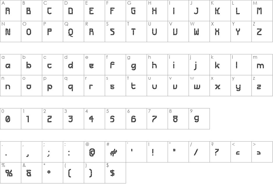 Futurex Apocalypse font character map preview