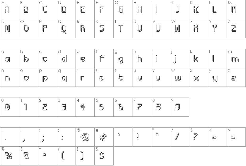 Futurex Deco font character map preview
