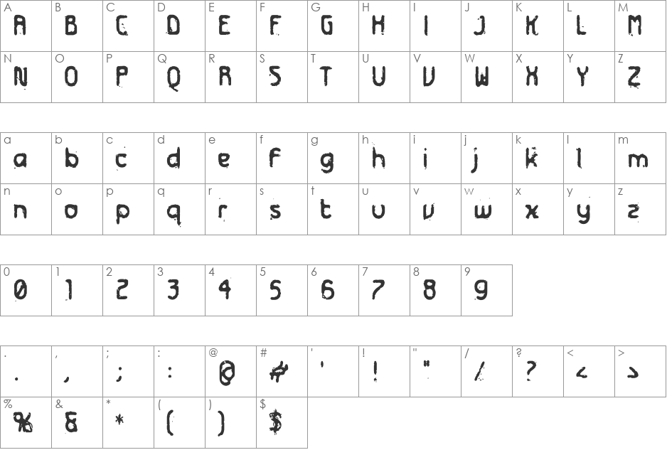 Futurex Distro - Survival font character map preview