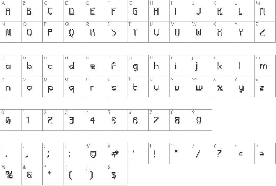 Futurex LX font character map preview