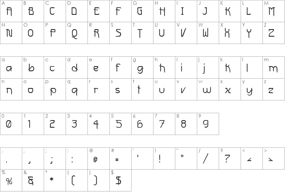 FuturexVariationSwish font character map preview