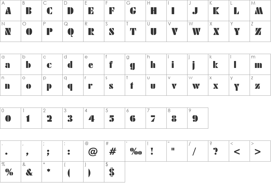 Futuri-Black-No font character map preview
