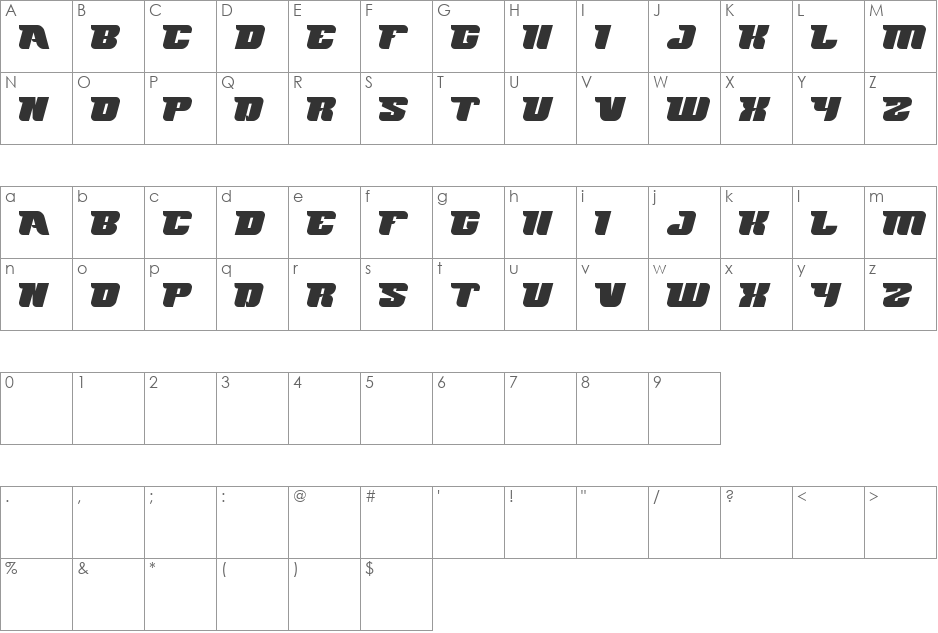 FUTURISM font character map preview