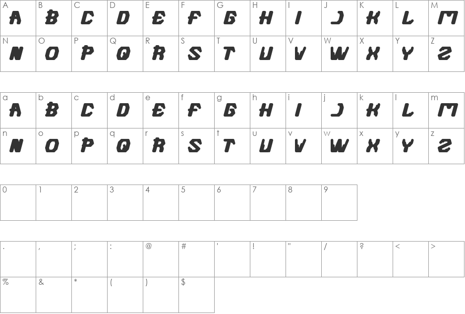 FUTURISTIC font character map preview