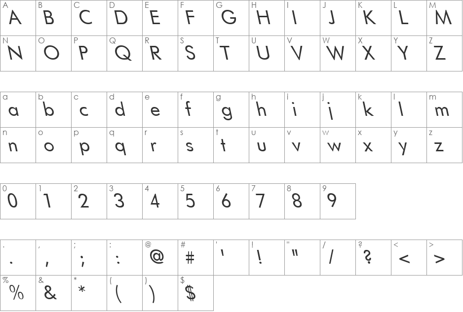 FuturistLefty font character map preview