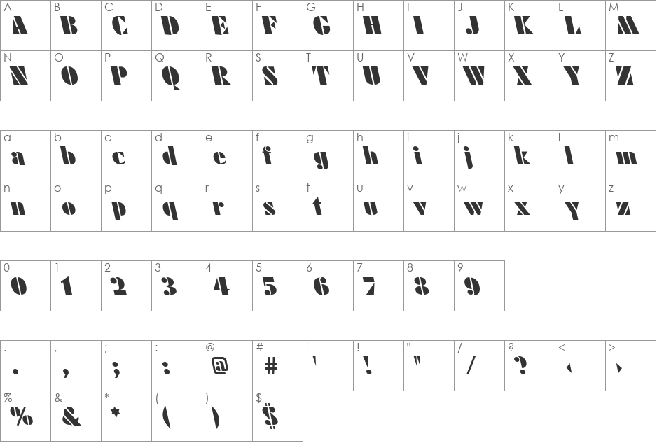 FuturistLeftyBlack font character map preview