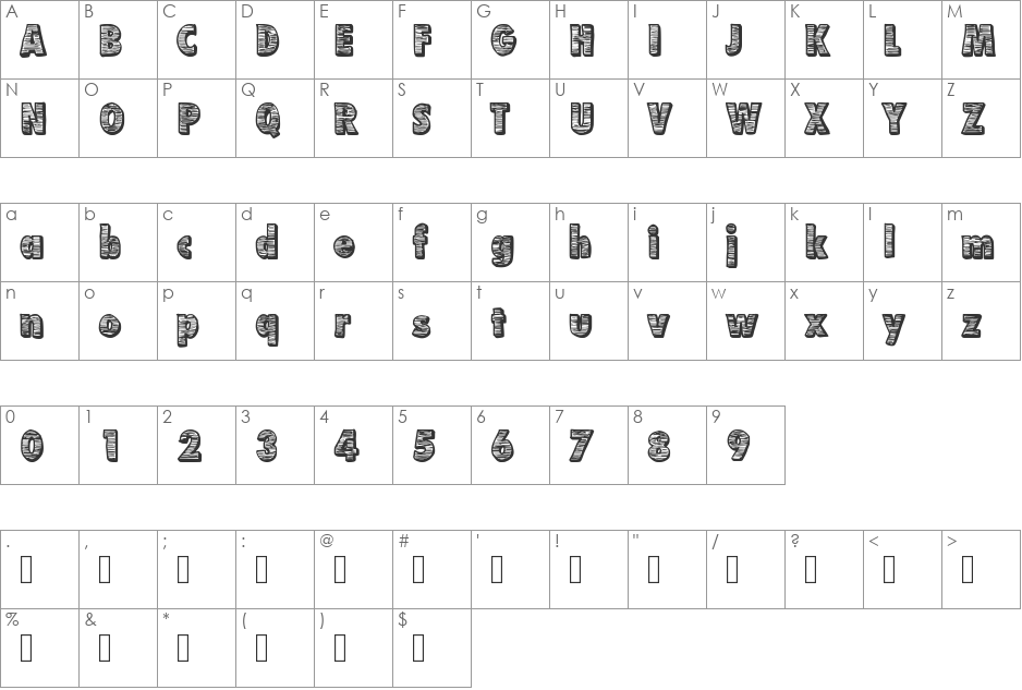 Futurr font character map preview