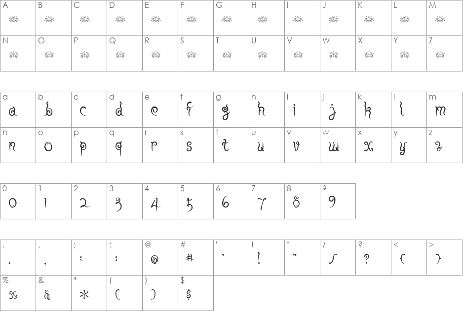 fuu font character map preview