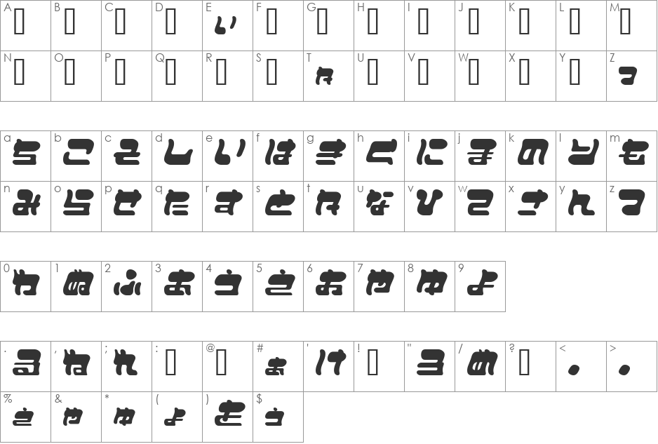 FuwafuwaFururuHW font character map preview