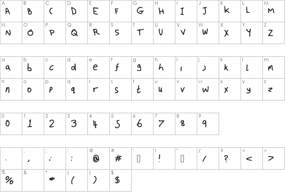Fuzzy_Font font character map preview