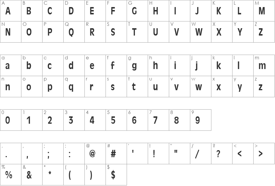 FZ BASIC 1 COND font character map preview