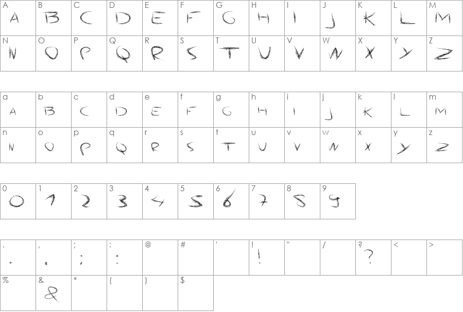 AngryChalk font character map preview