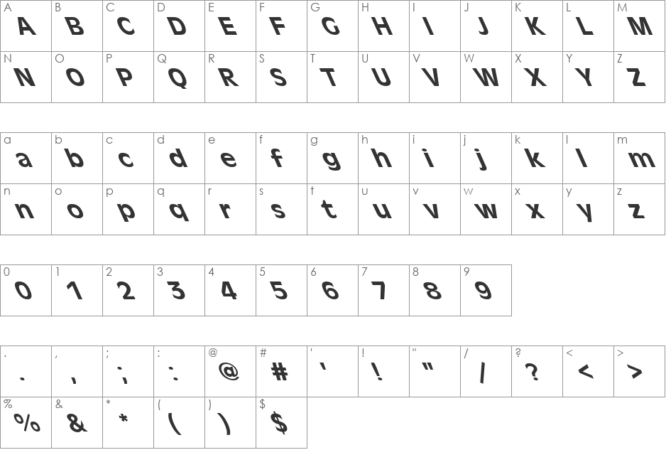 FZ BASIC 1 LEFTY font character map preview
