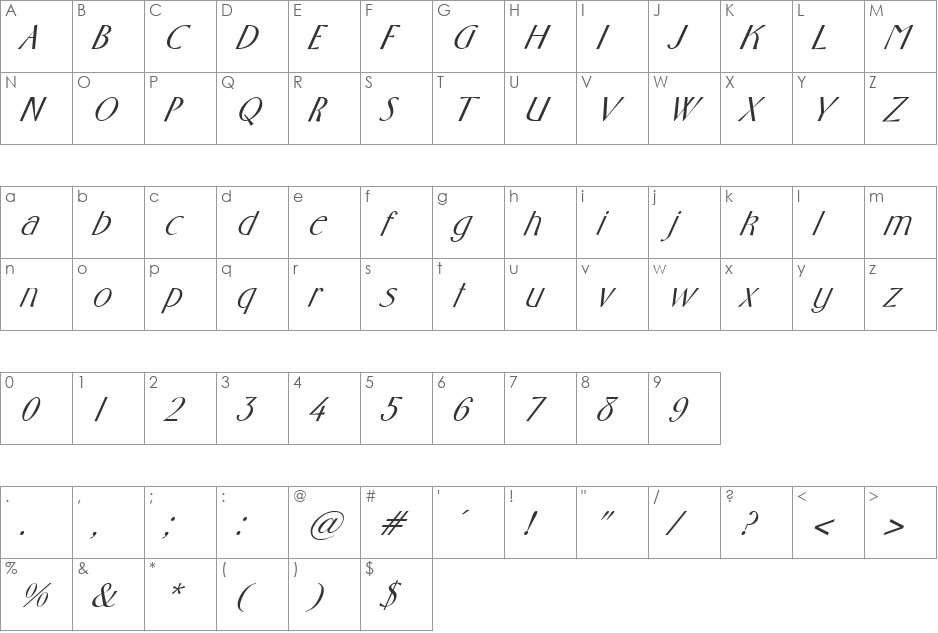 FZ BASIC 10 ITALIC font character map preview