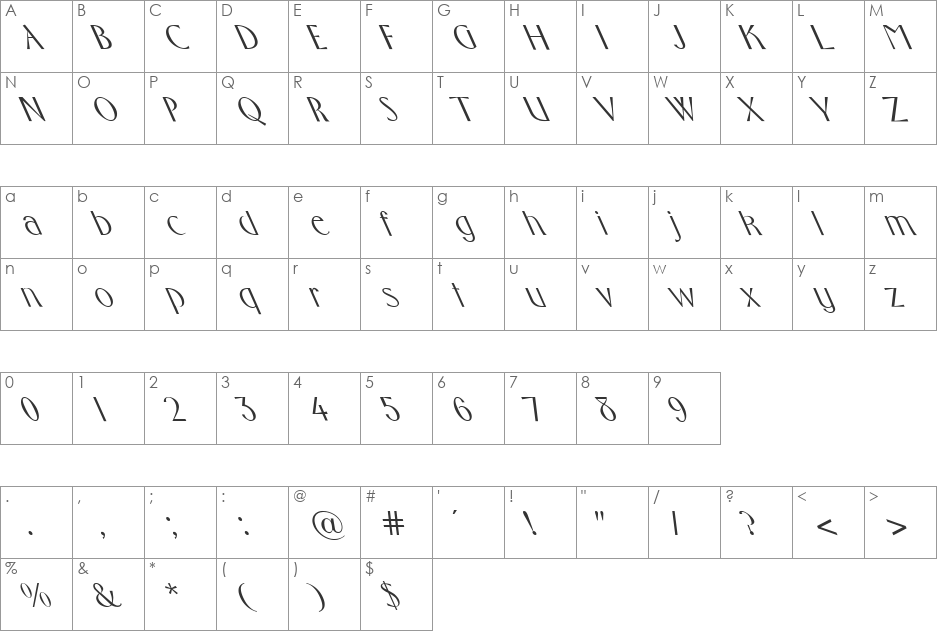 FZ BASIC 10 LEFTY font character map preview