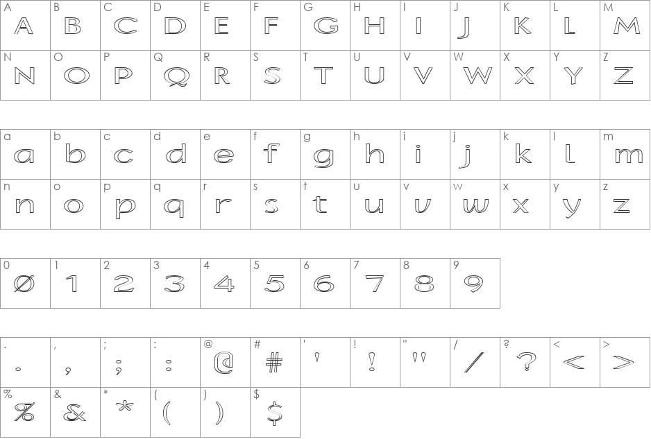 FZ BASIC 11 HOLLOW EX font character map preview