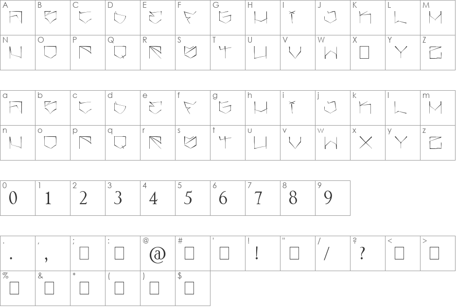 angrydubs font character map preview