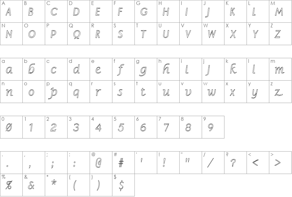 FZ BASIC 15 HOLLOW font character map preview