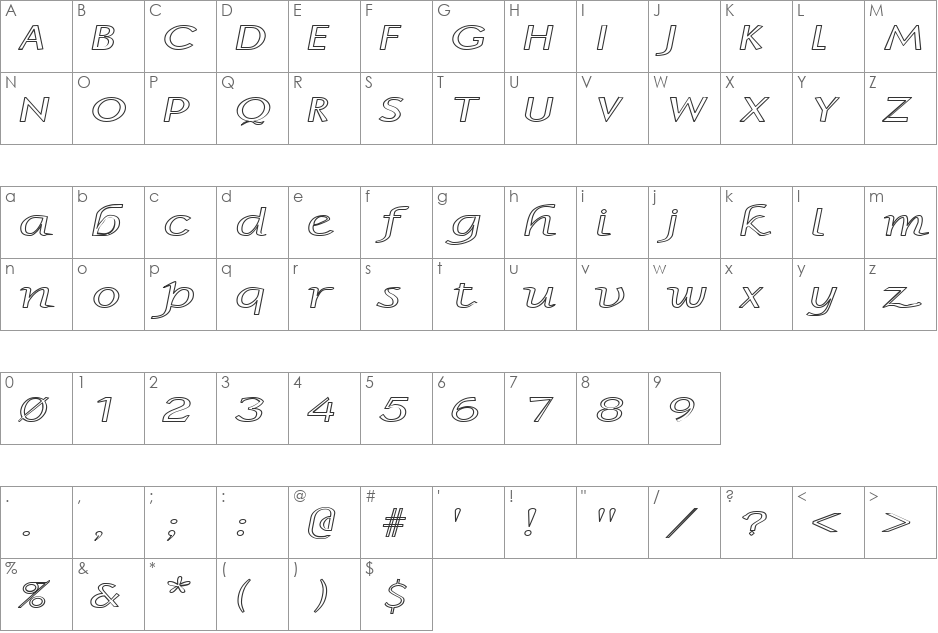 FZ BASIC 15 HOLLOW EX font character map preview