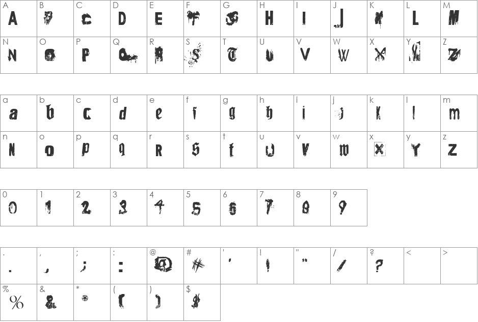 Angsterdamn font character map preview