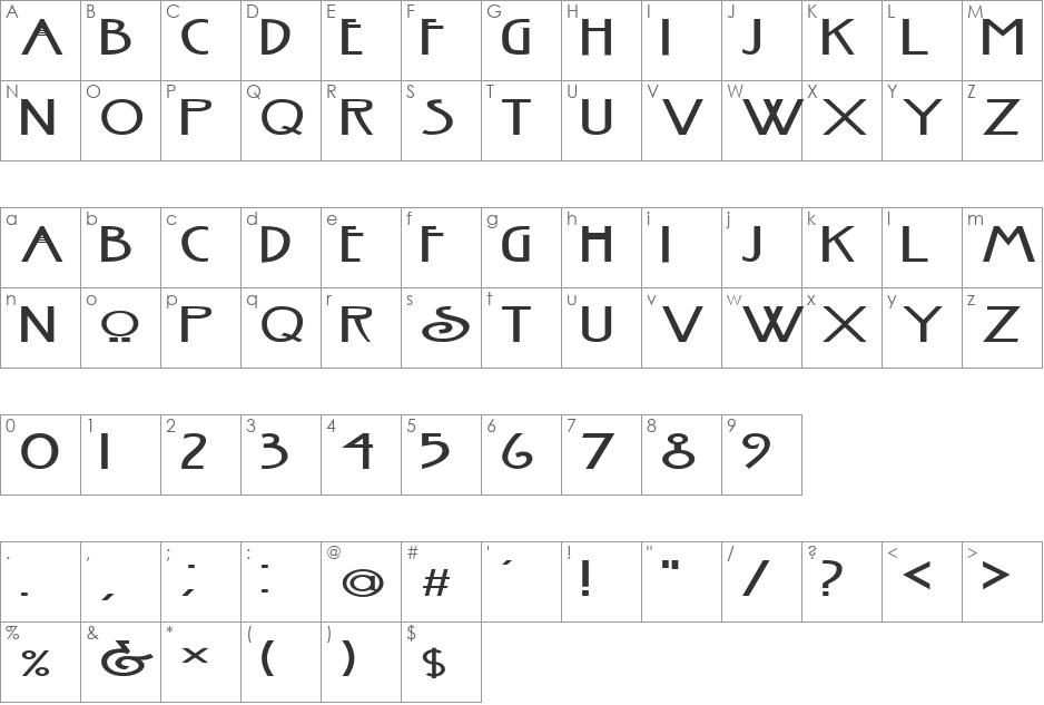 FZ BASIC 30 EX font character map preview