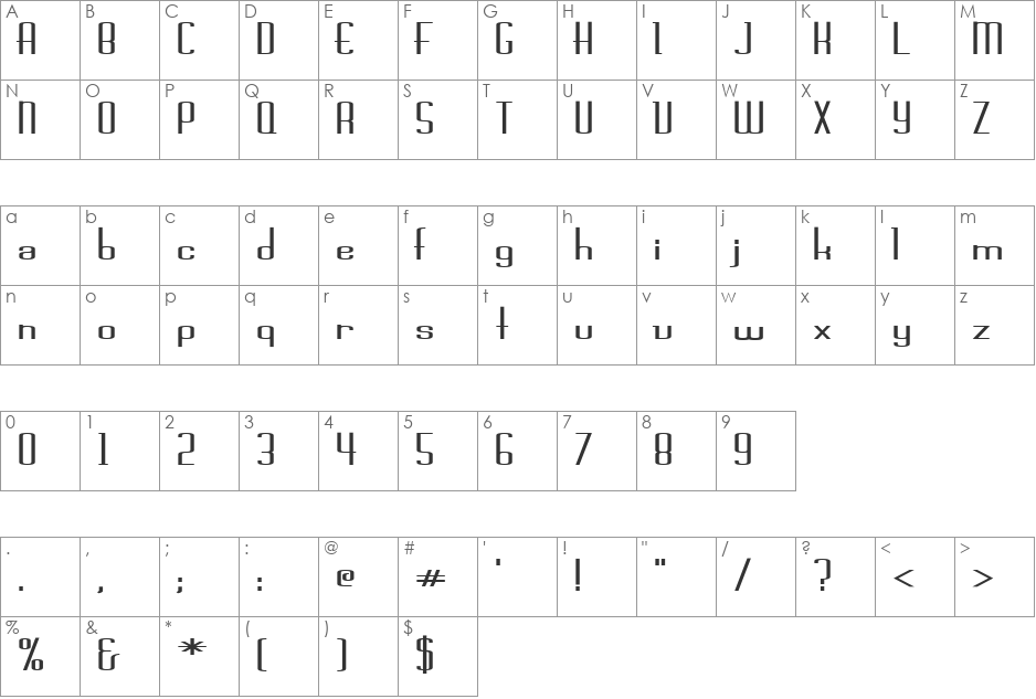 FZ BASIC 44 EX font character map preview