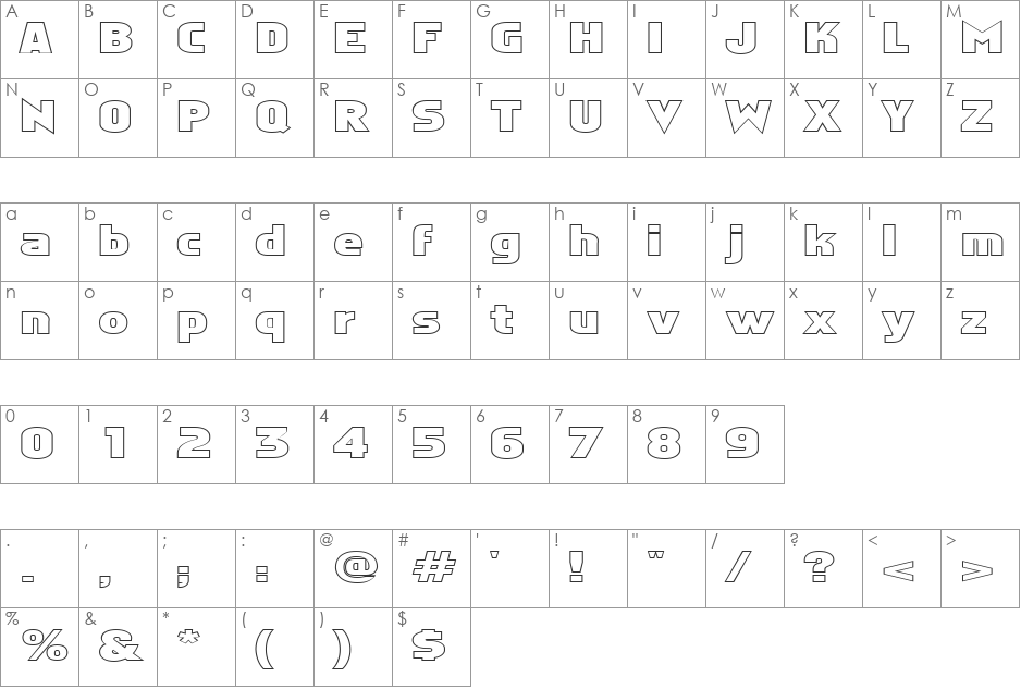 FZ BASIC 5 HOLLOW EX font character map preview