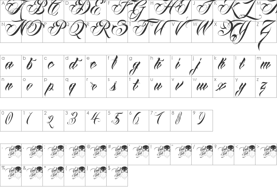 Anha Queen VMF font character map preview