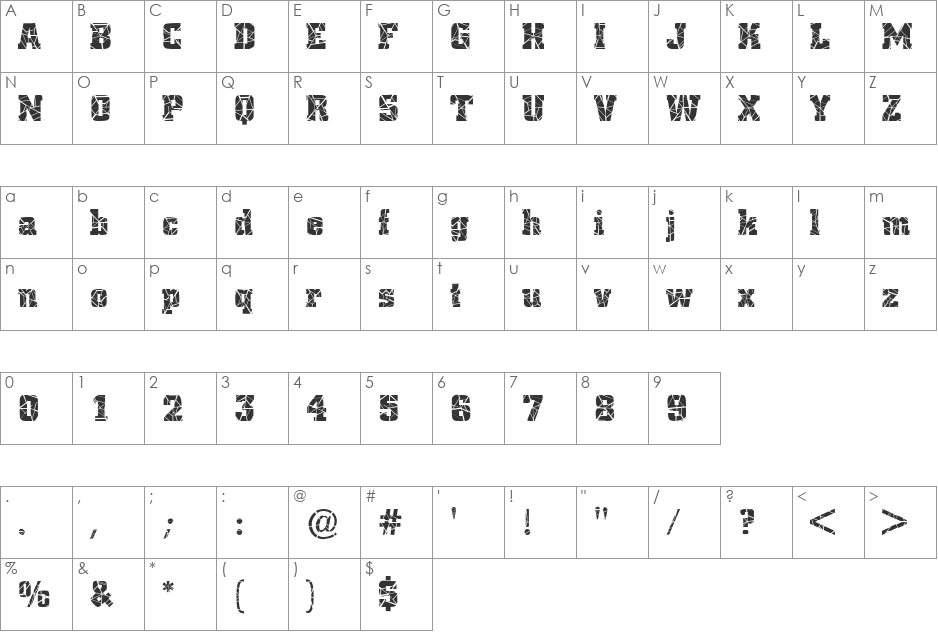 FZ BASIC 53 CRACKED font character map preview