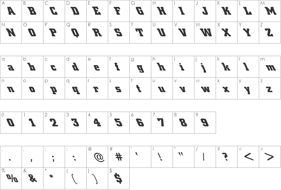 FZ BASIC 53 LEFTY font character map preview