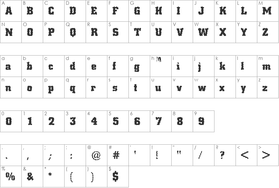 FZ BASIC 53 WAVEY font character map preview