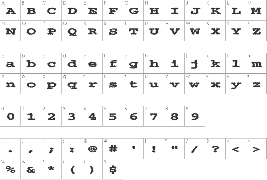 FZ BASIC 54 SPIKED EX font character map preview