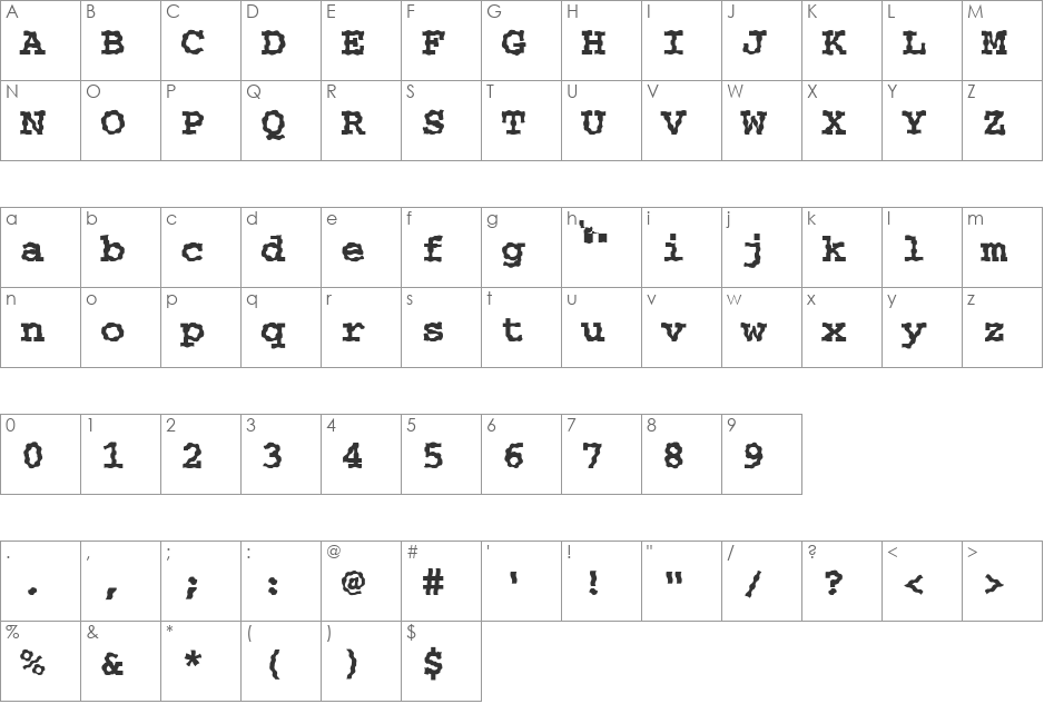 FZ BASIC 54 WAVEY font character map preview