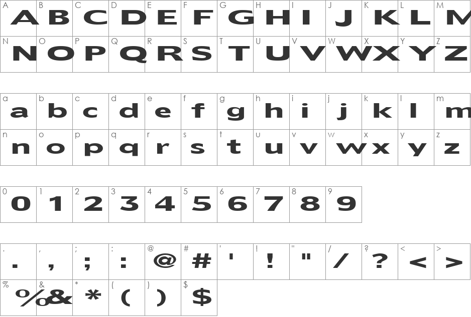 FZ BASIC 55 EX font character map preview