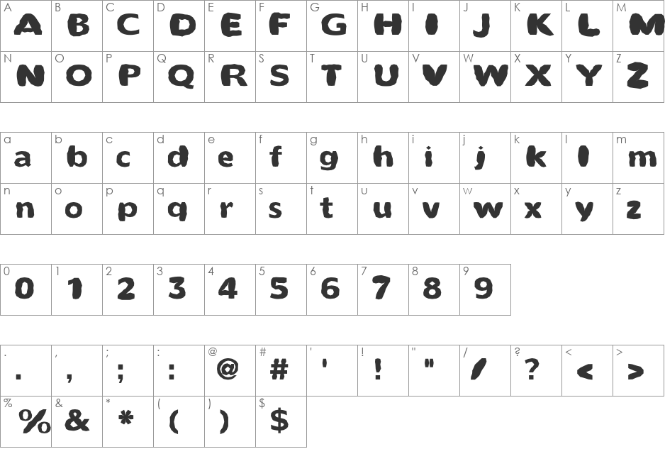 FZ BASIC 55 MANGLED font character map preview