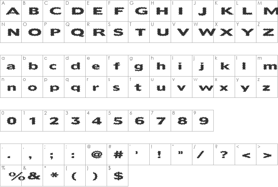 FZ BASIC 55 SPIKED EX font character map preview