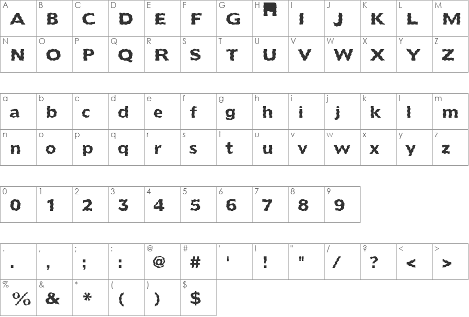 FZ BASIC 55 WAVEY font character map preview