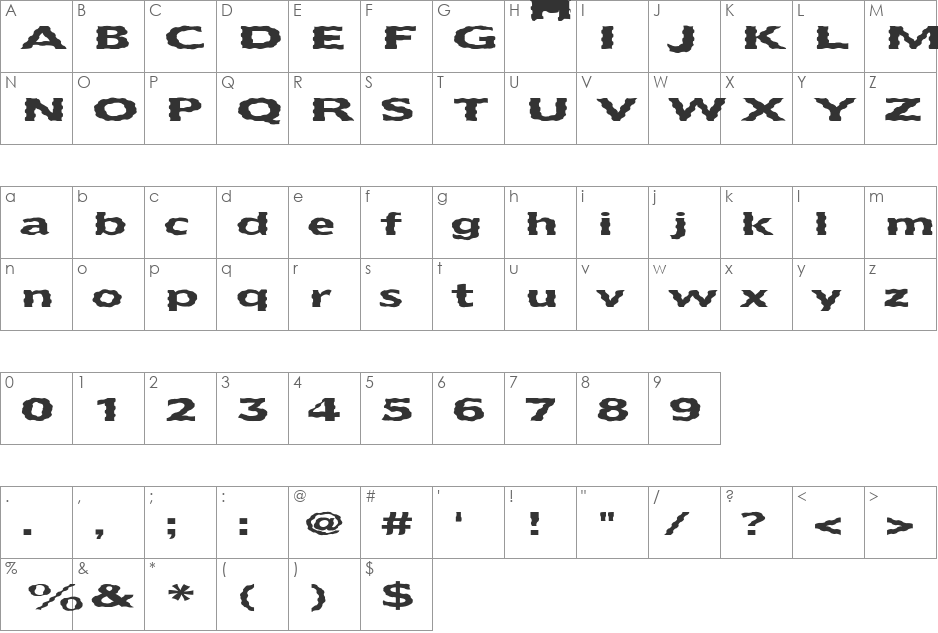 FZ BASIC 55 WAVEY EX font character map preview
