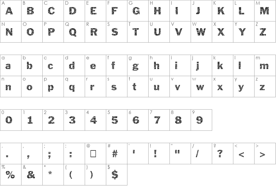 FZ BASIC 56 CRACKED font character map preview