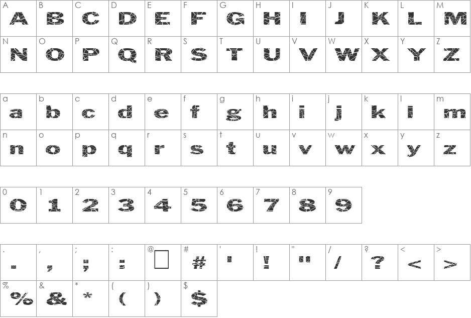 FZ BASIC 56 CRACKED EX font character map preview